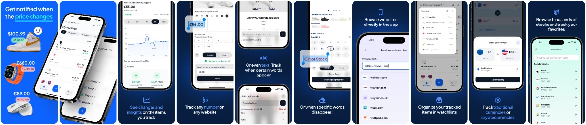 Version B: bold App Store screenshots on dark blue