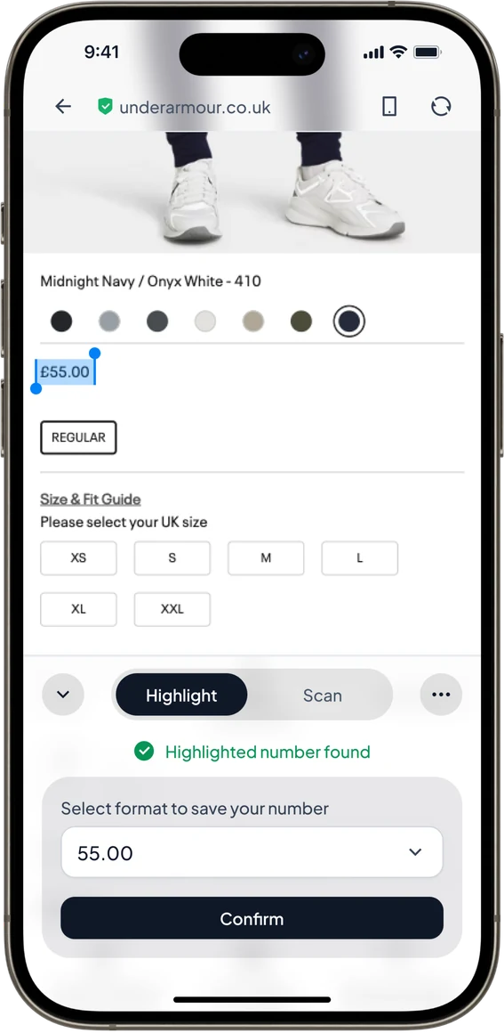 Highlighting a price on a live page