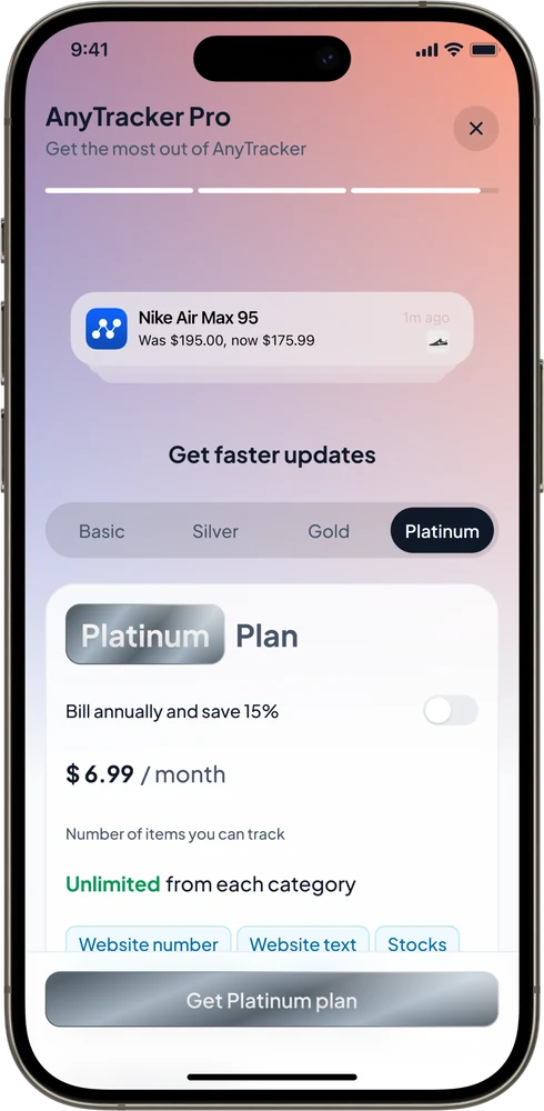 Paywall, Platinum plan: $6.99 a month, unlimited items