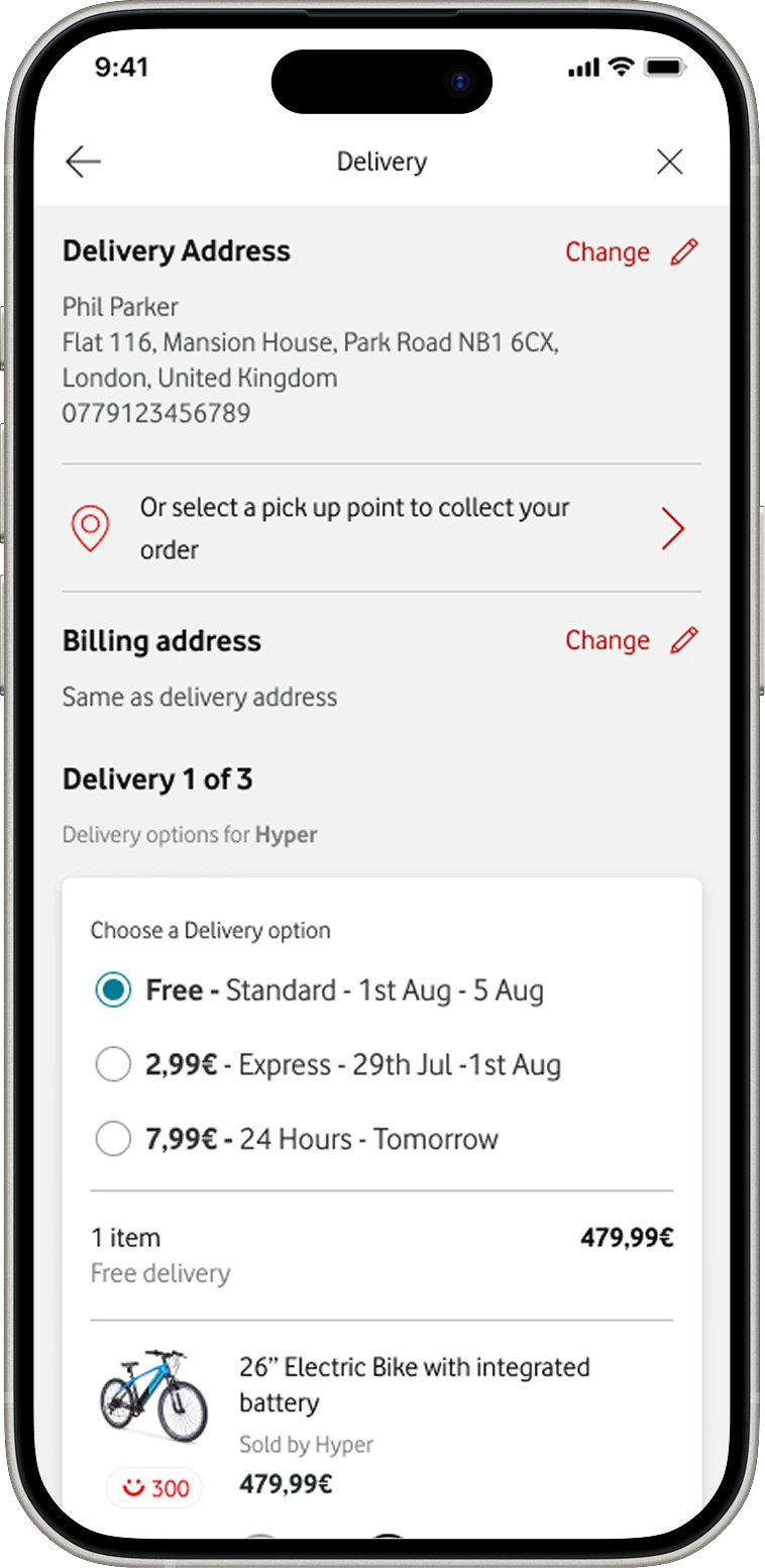 One delivery method for the order