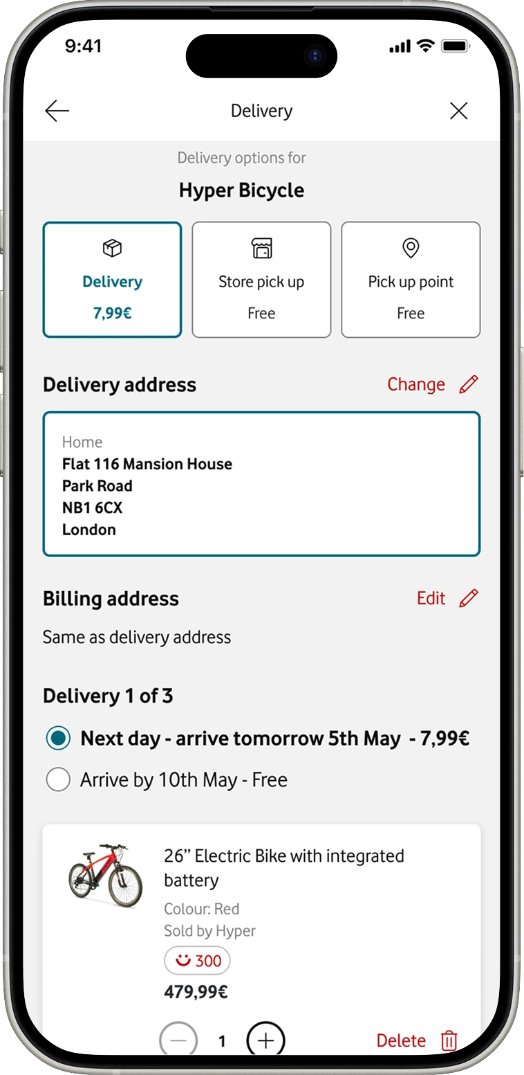 Per-item delivery choice