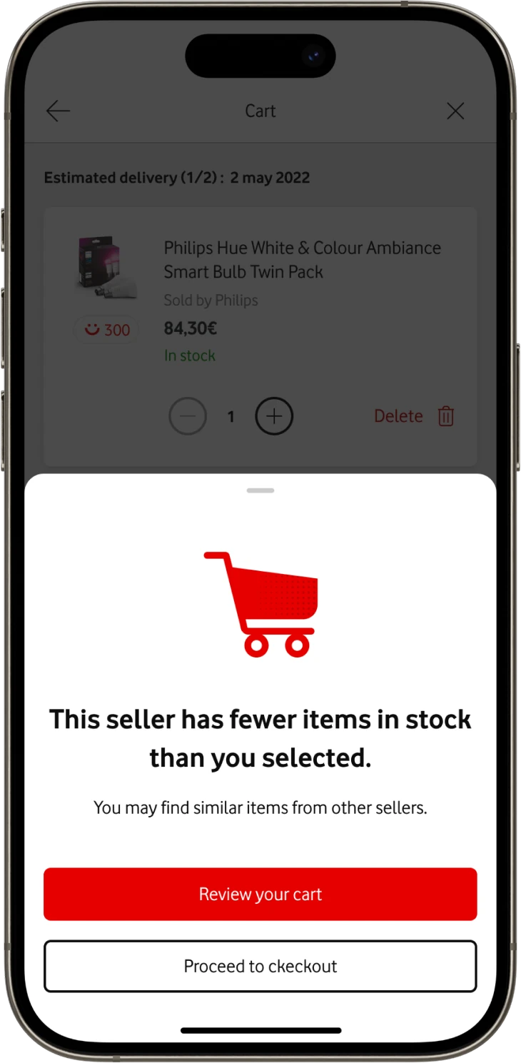 Seller has fewer items in stock than selected
