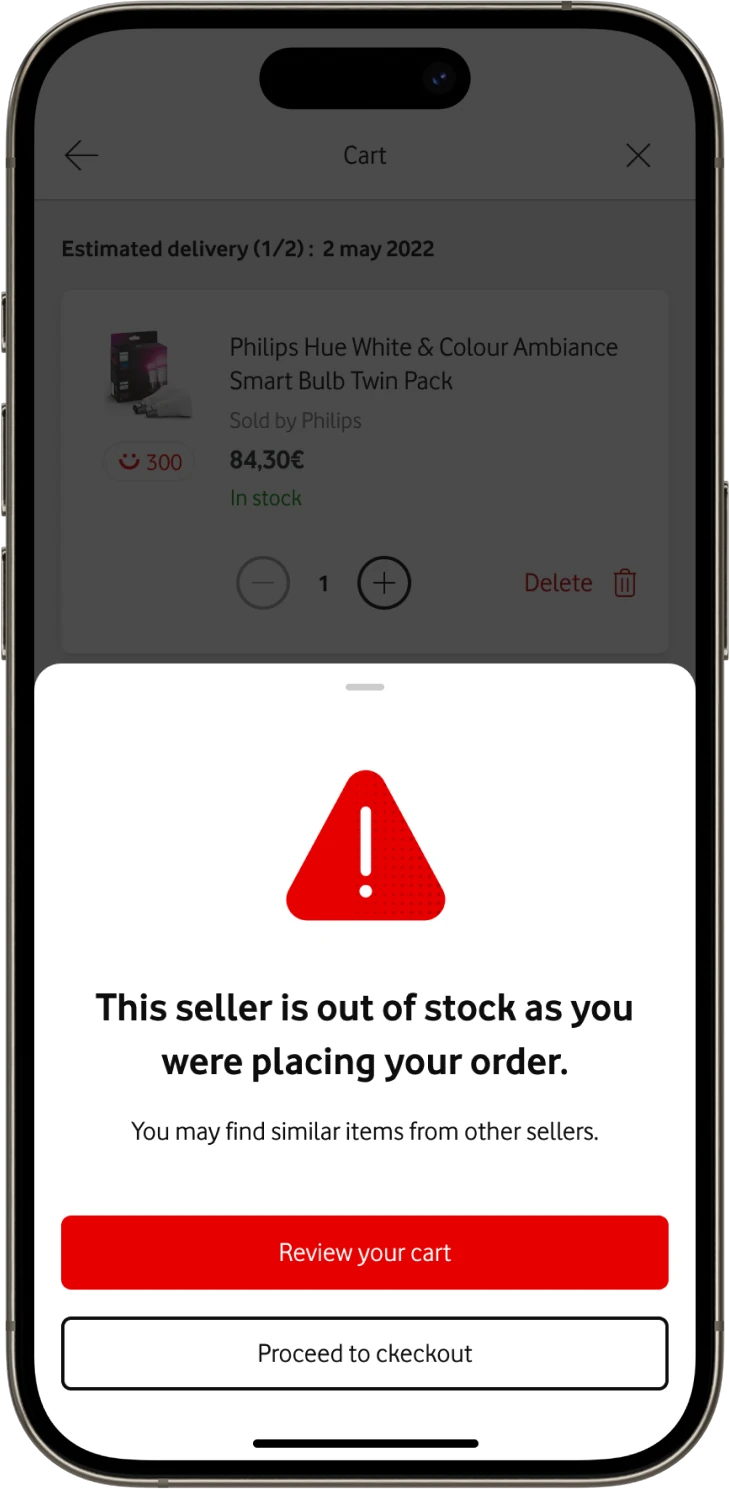Seller ran out of stock while ordering