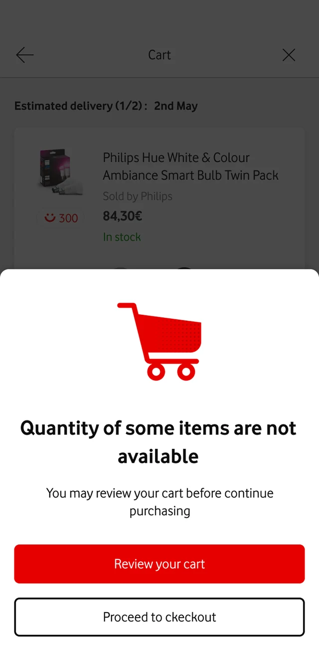 Quantity not available