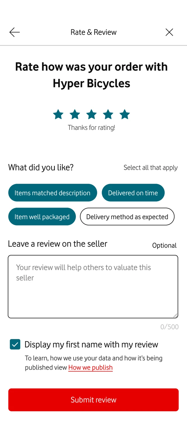 Rate the seller